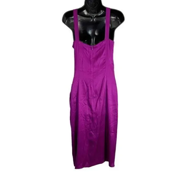 Temperley London 100% Silk Midi Sheath Dress‎ Purple 6 Formal Classic Designer - Picture 7 of 10